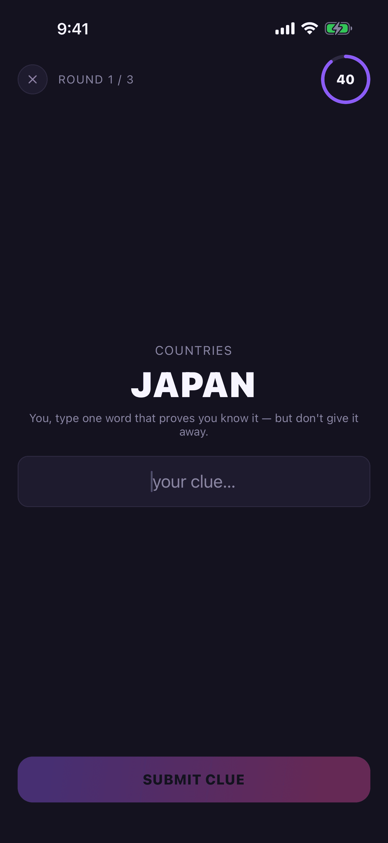 Writing a one-word clue